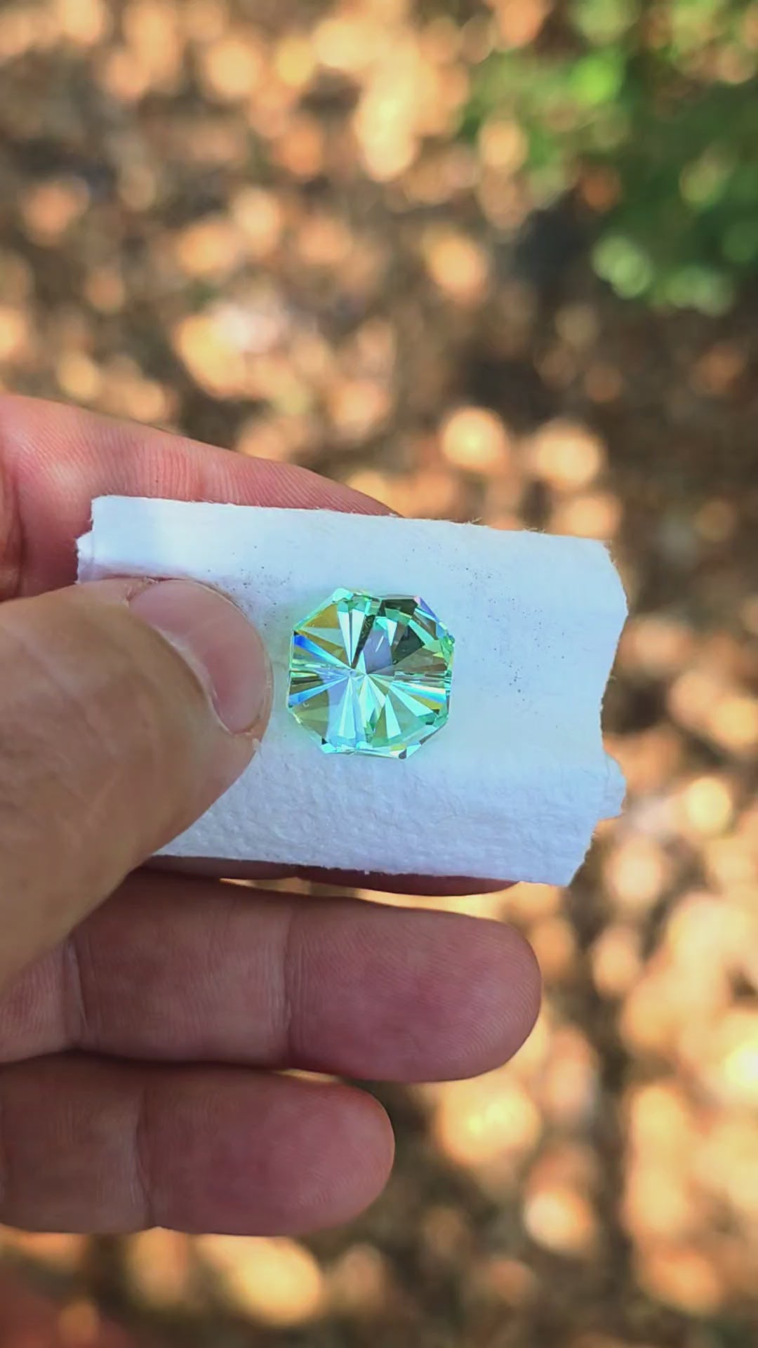 Pastel Mint Laser Garnet, Tessellation Cut, 16.09 Carats