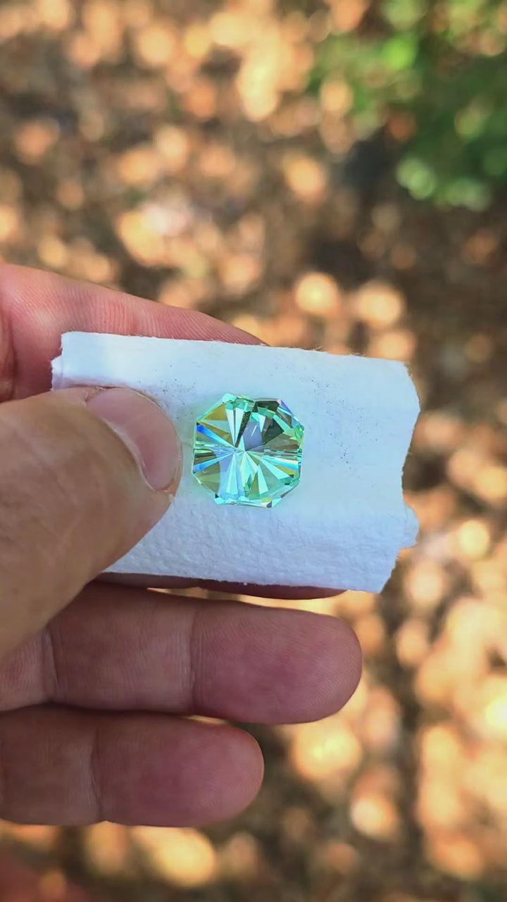 Pastel Mint Laser Garnet, Tessellation Cut, 16.09 Carats
