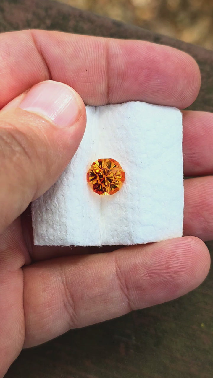 Pumpkin Orange Lab Sapphire, Gnome's Geode Cut, 4.12 Carats