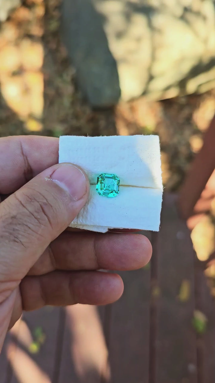 Teal "Paraiba" YAG, Asscher Cut, 6.9 Carats