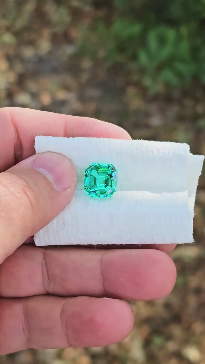 Teal "Paraiba" YAG, Asscher Cut, 12.67 Carats