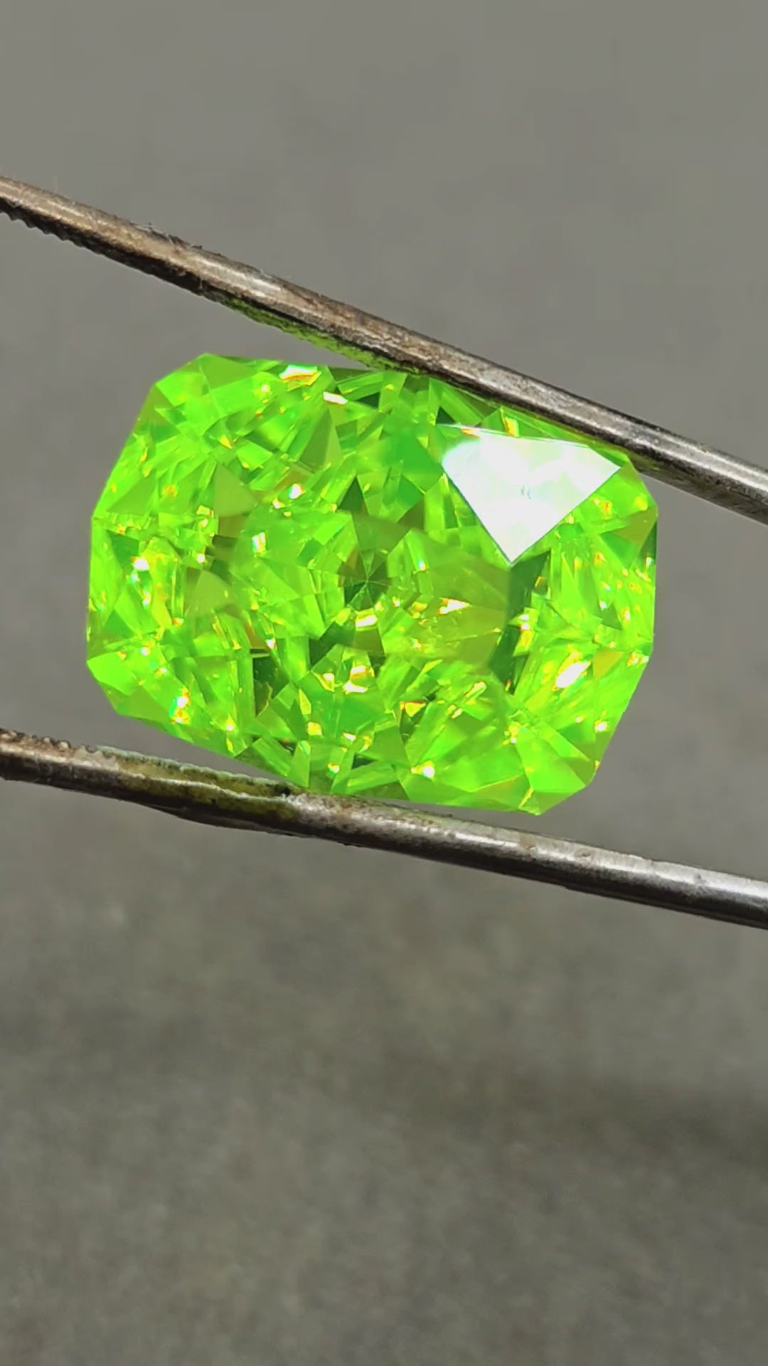 Green LuAG, Cushion Internal Reflections Cut, 29.34 Carats