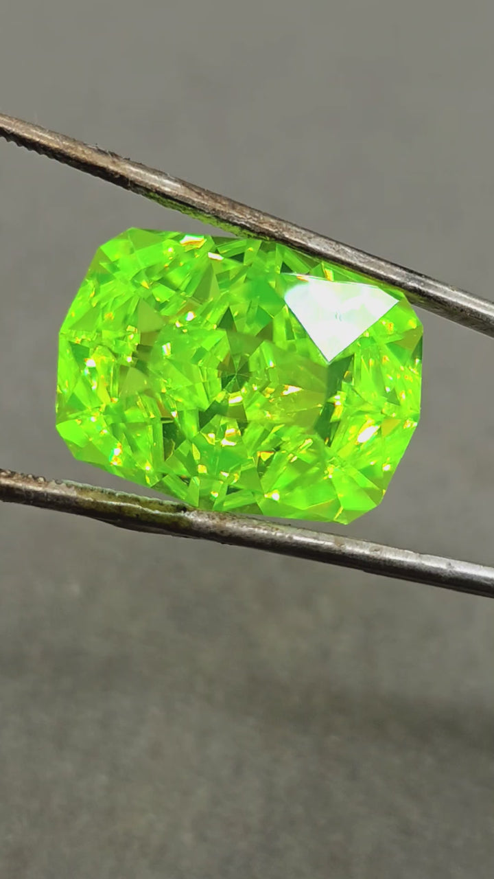 Green LuAG, Cushion Internal Reflections Cut, 29.34 Carats