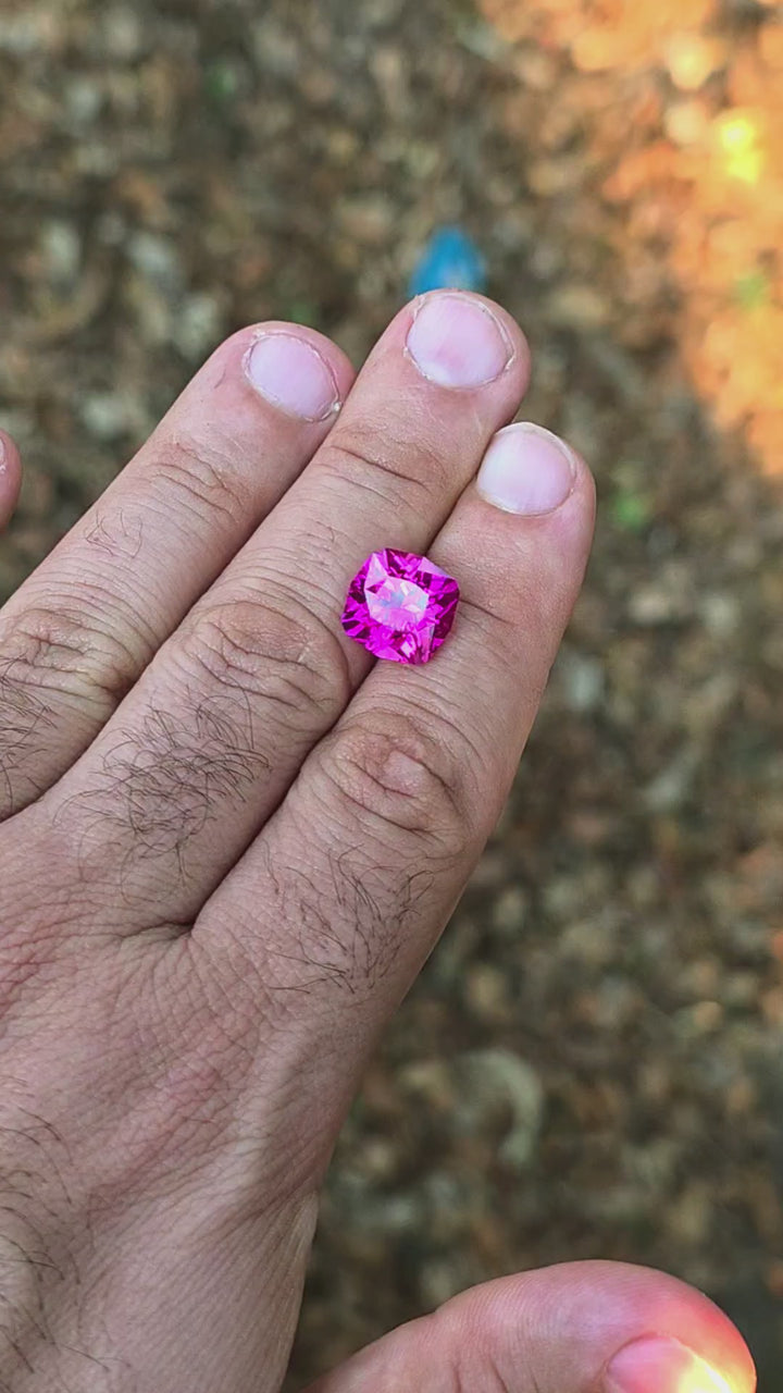 Neon Pink Lab Sapphire, House Of Sylas Cushion Cut, 9.22 Carats