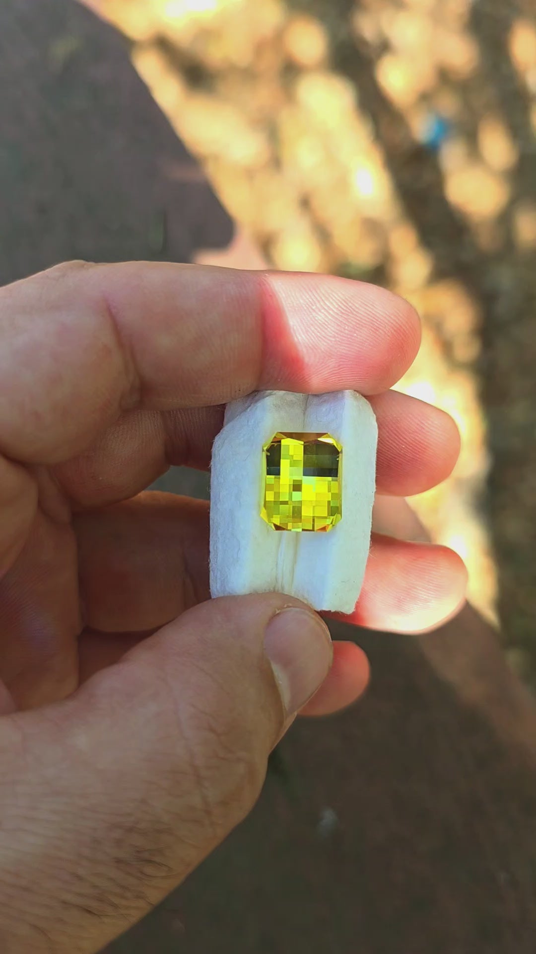 Yellow Czochralski Lab Sapphire, Pixel Rectangle Cut, 10.17 Carats