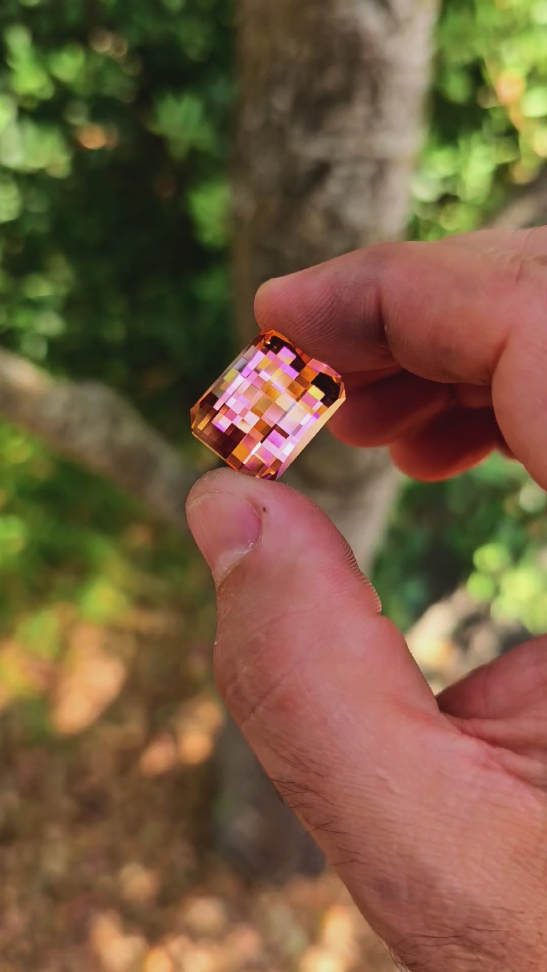 Padparadscha Erbium YAG, Pixel Rectangle Cut, 53.55 Carats