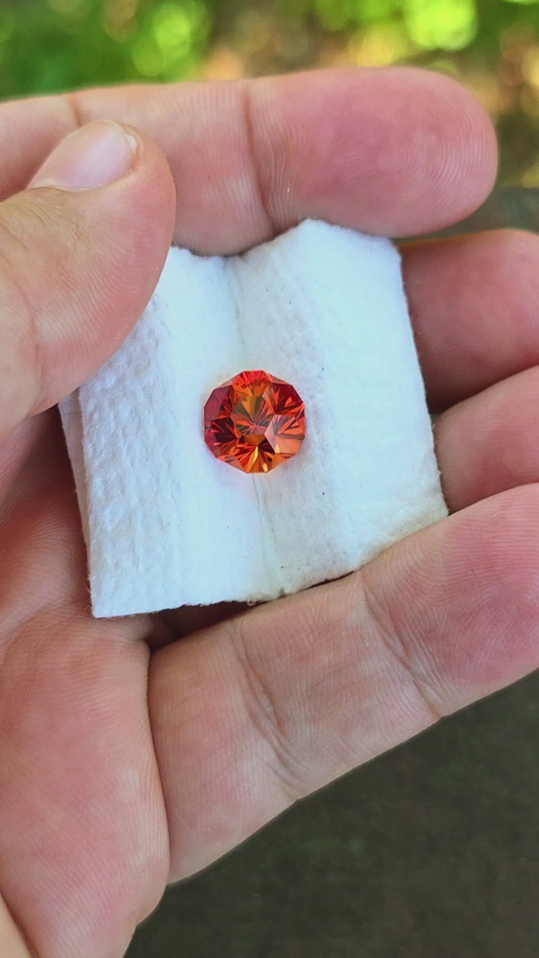 Fire Orange Lab Sapphire, Gnome's Geode Cut, 5.61 Carats