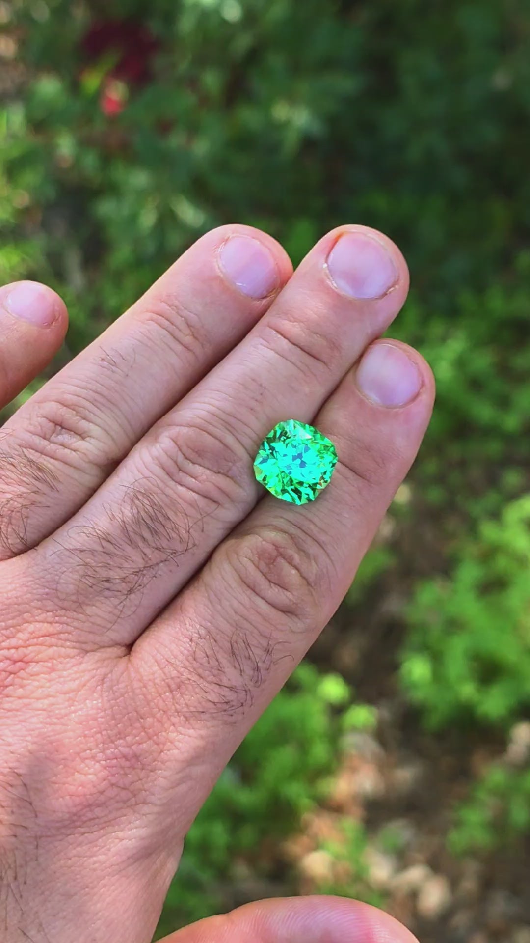 Vivid Green Vanadium YAG, House Of Sylas Cushion Cut, 12.76 Carats