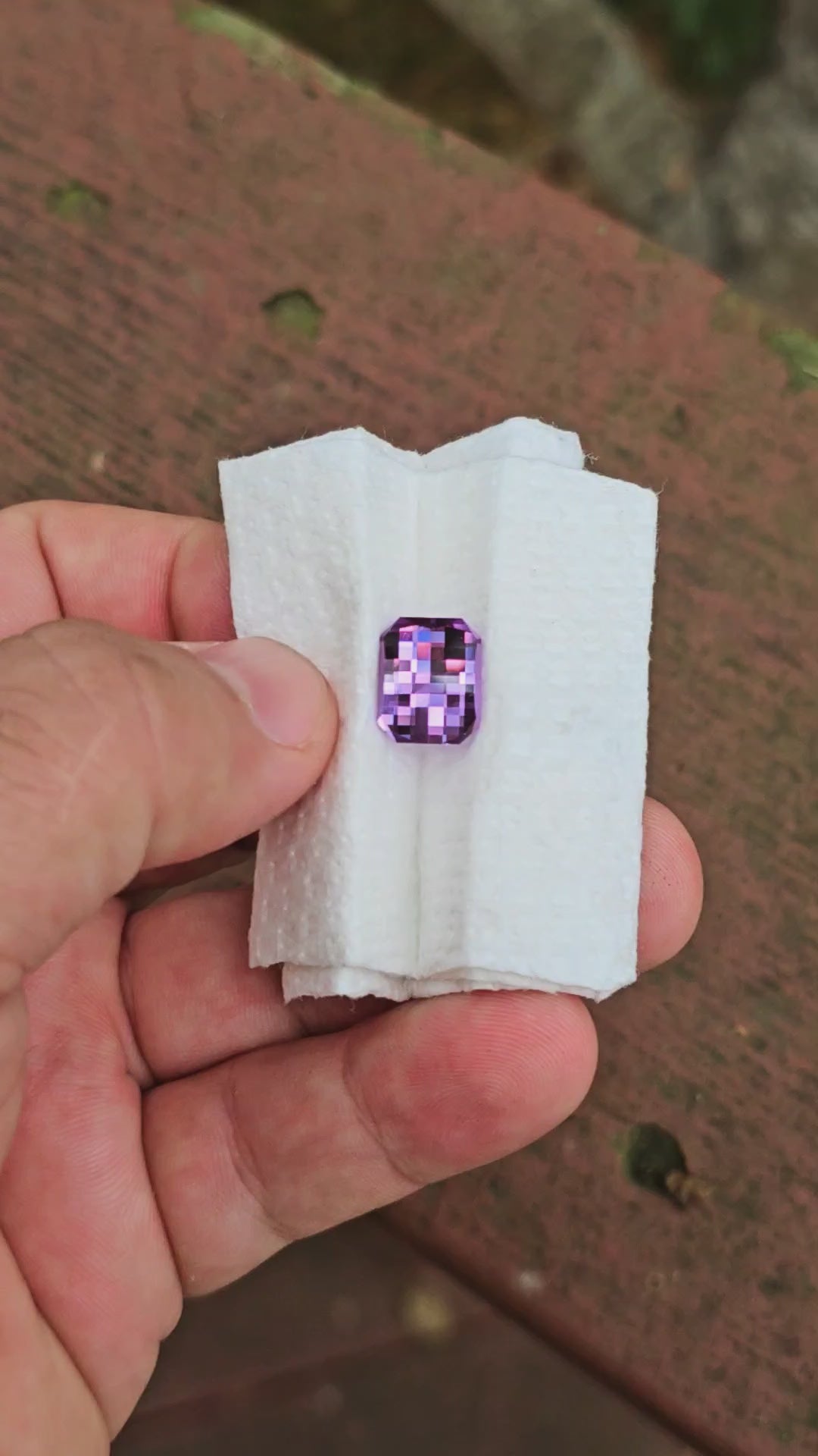 Greyish Mauve Lab Sapphire, Pixel Rectangle Cut, 8.085 Carats