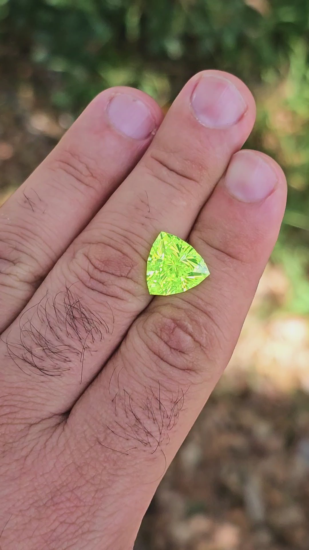 Green LuAG, Trillian Internal Reflections Cut, 16.21 Carats