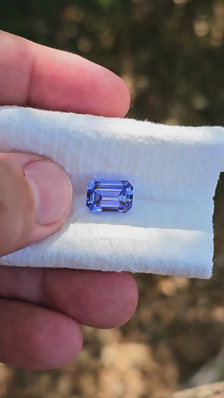 Blue Czochralski Lab Sapphire, Emerald Cut, 5.98 Carats