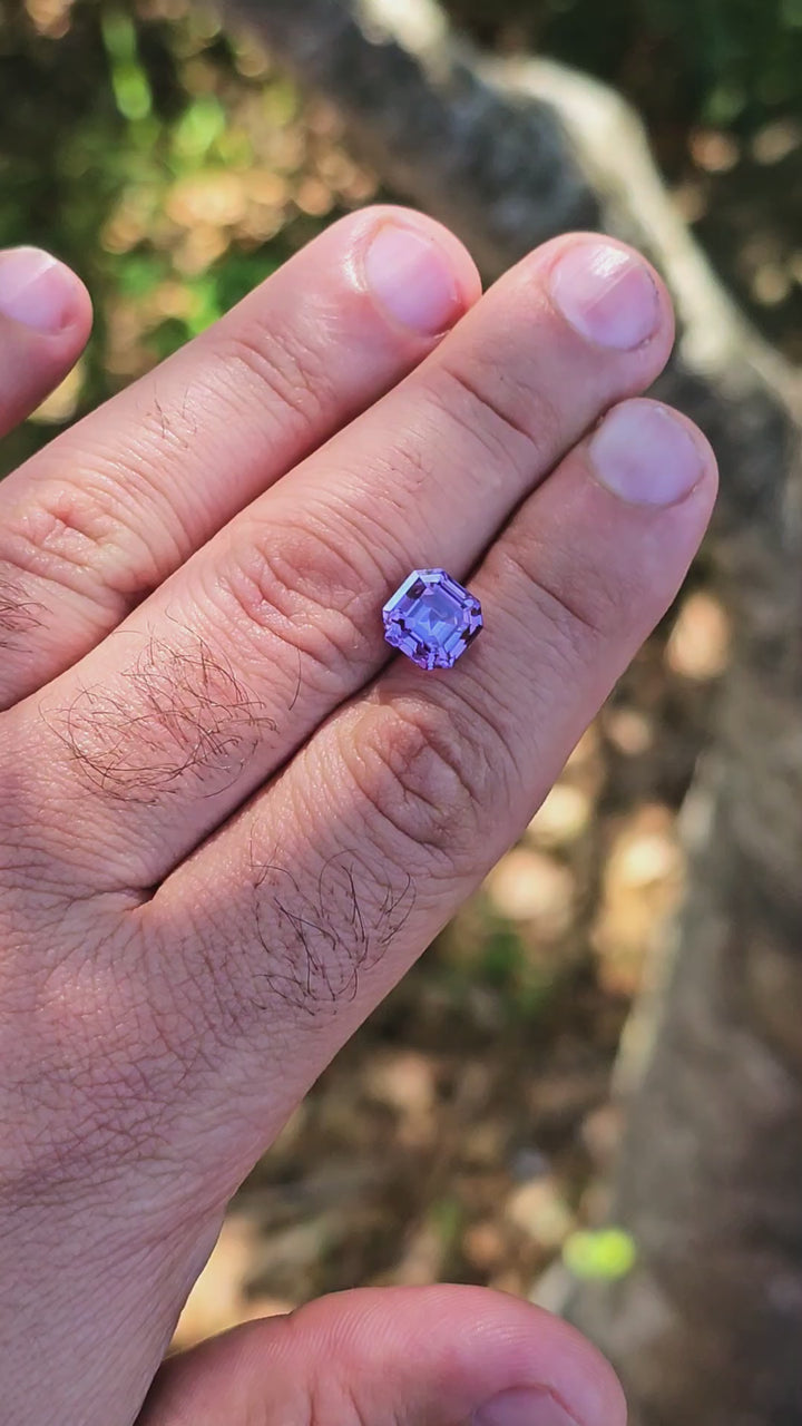 Purple Vanadium Doped Lab Sapphire, Asscher Cut, 4.60 Carats