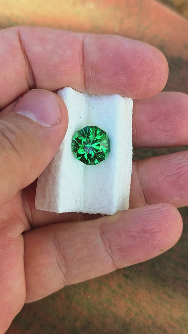 Green CTH YAG, Gnome's Geode Cut, 8.85 Carats