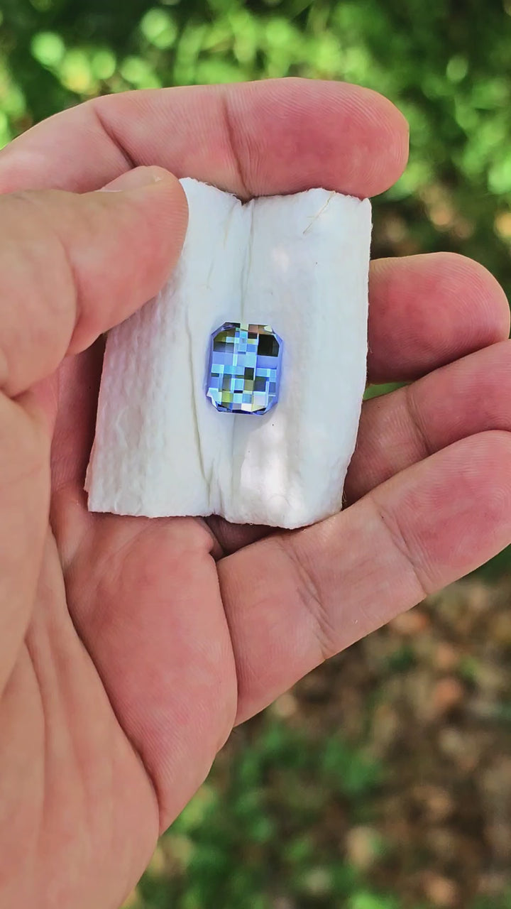 Blue Czochralski Lab Sapphire, Pixel Rectangle Cut, 8.10 Carats