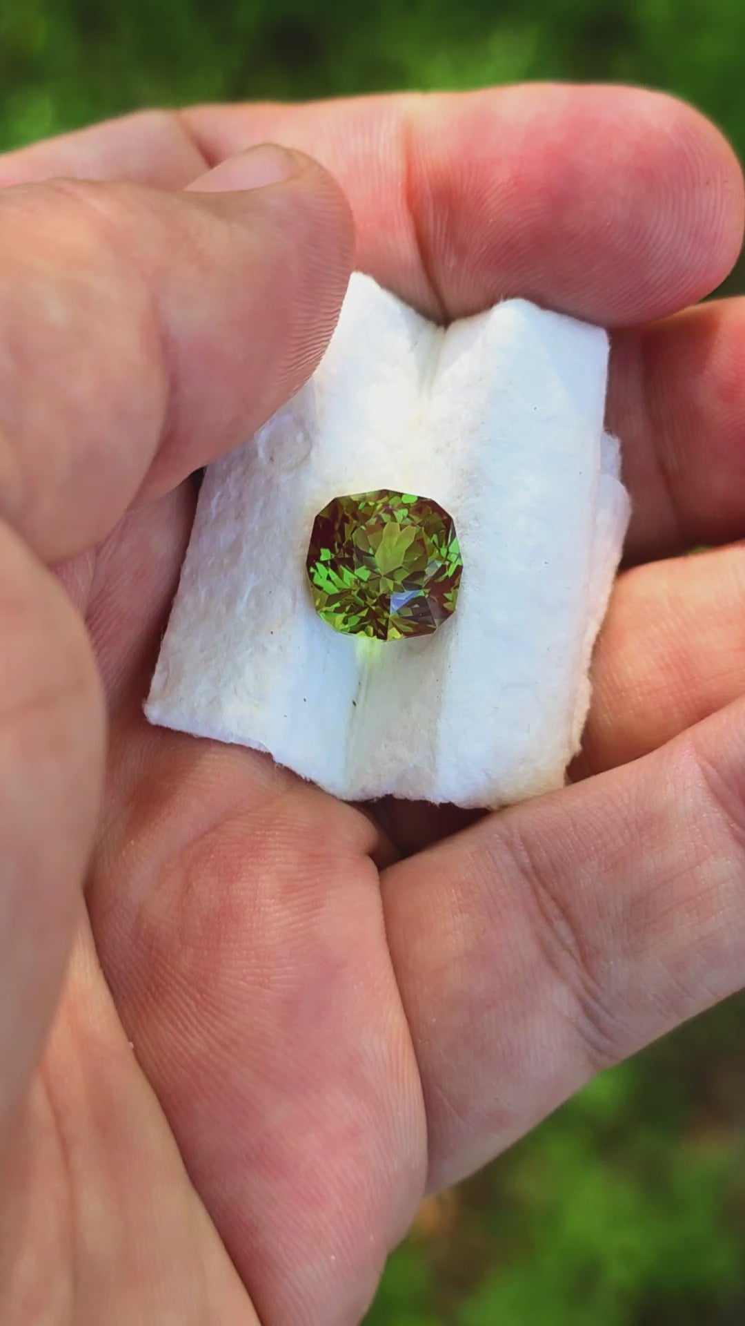 Kyroupolos Green and Red Christmas Garnet, House Of Sylas Cushion Cut, 8.48 Carats