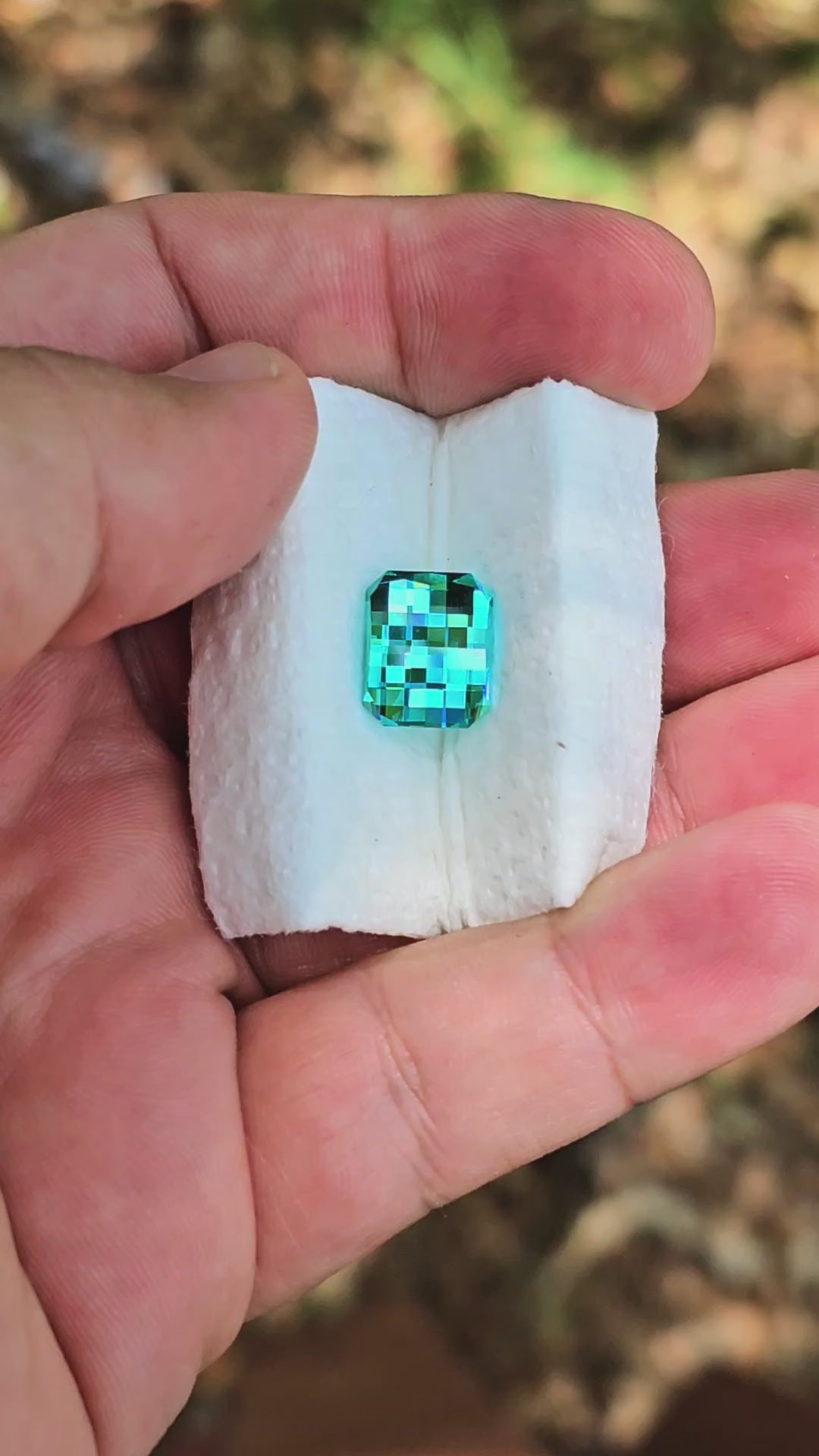 Repurposed Teal "Paraiba" YAG, Pixel Rectangle Cut, 9.30 Carats