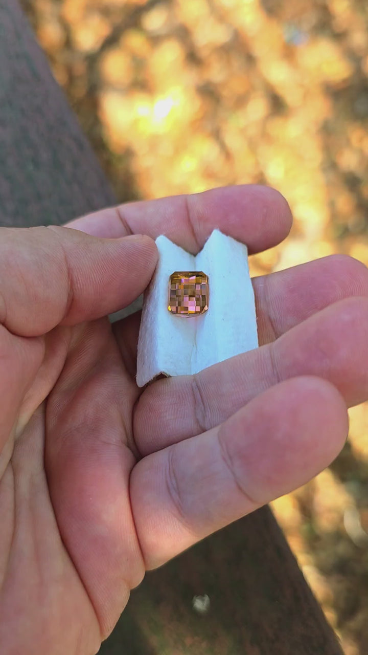 Toasted Orange Erbium YAG, Pixel Rectangle Cut, 9.15 Carats