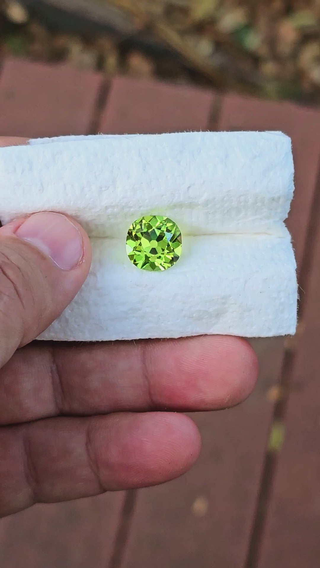 Peridot Green Colored Lab Sapphire, Antique Cushion Cut, 8.26 Carats