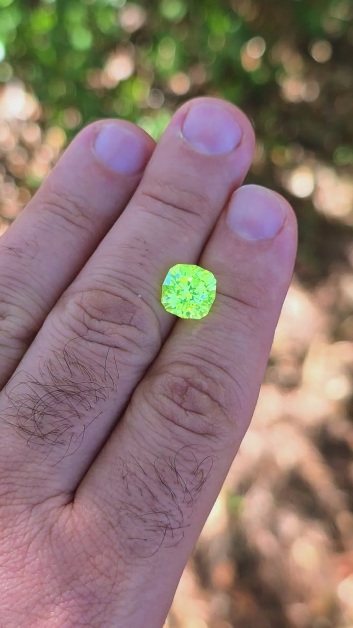 Green LuAG, House Of Sylas Cushion Cut, 9.11 Carats