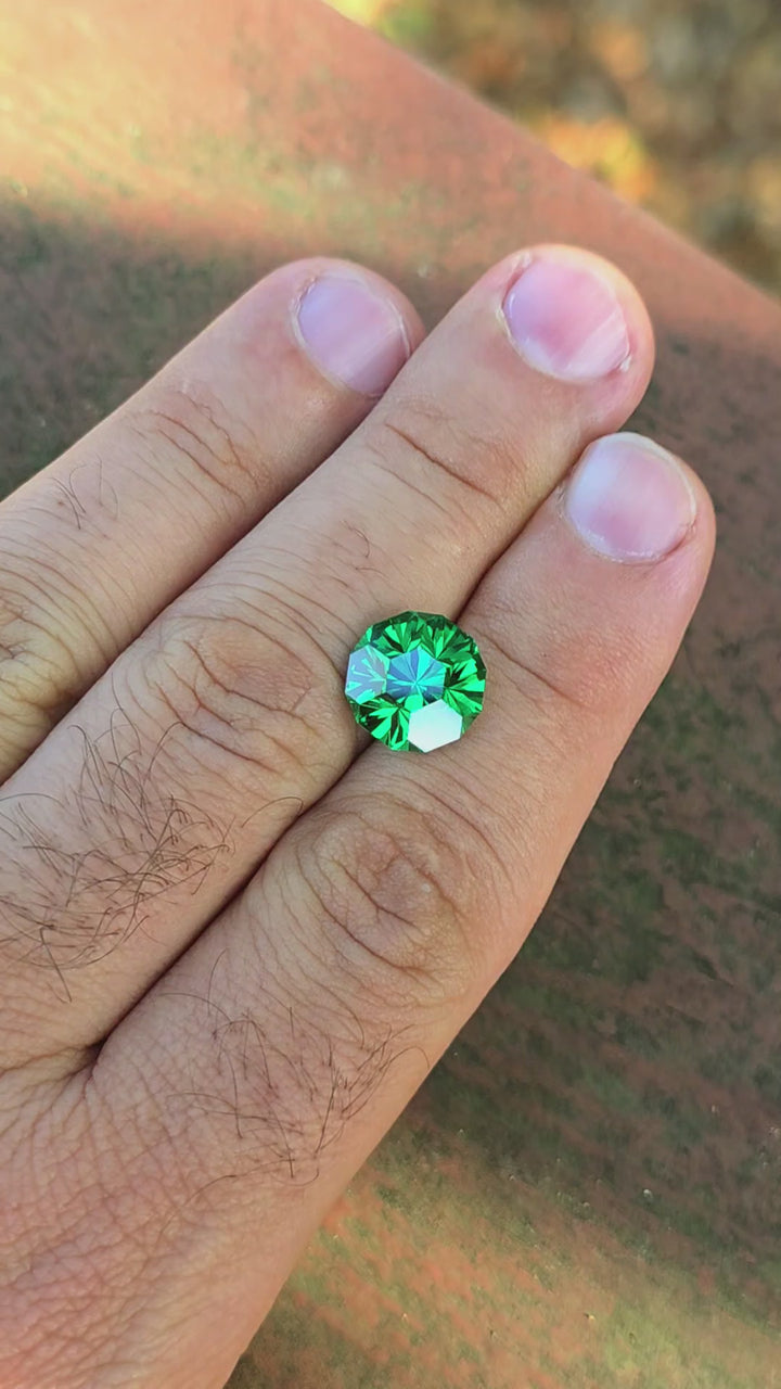 Green CTH YAG, Gnome's Geode Cut, 8.85 Carats