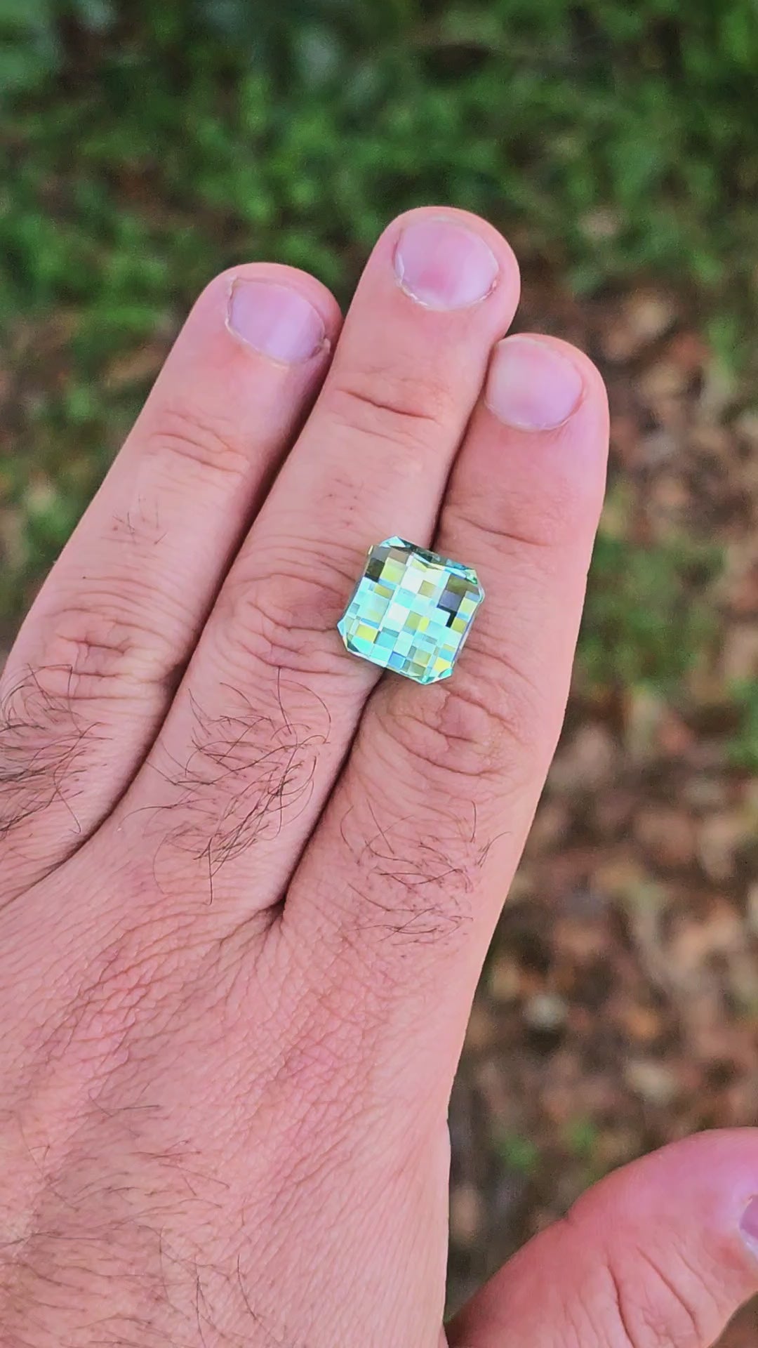 Pastel Mint Laser Garnet, Pixel Square Cut, 17.26 Carats