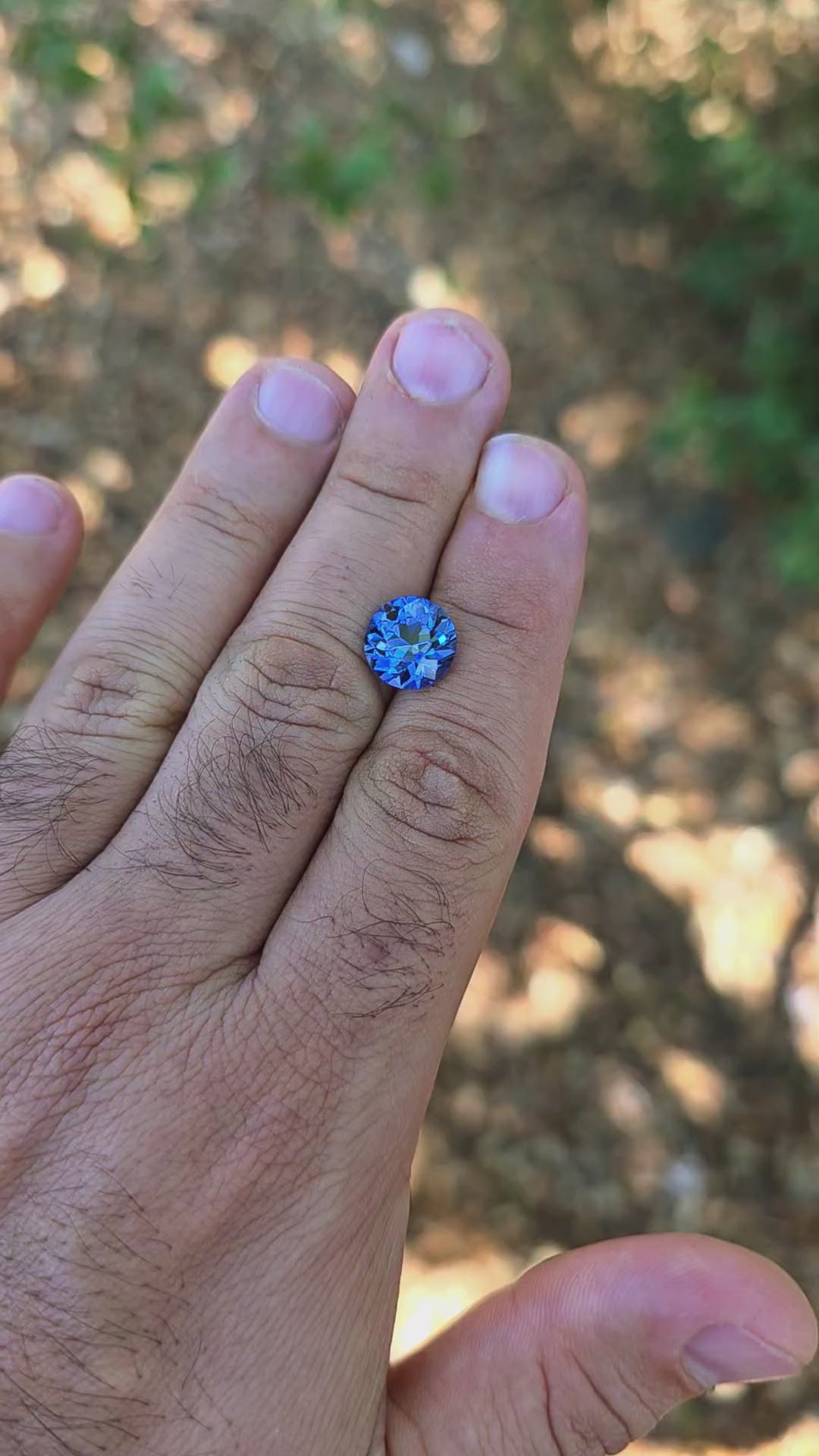 Blue Czochralski Lab Sapphire, Traditional Round Brilliant Cut, 6.26 Carats