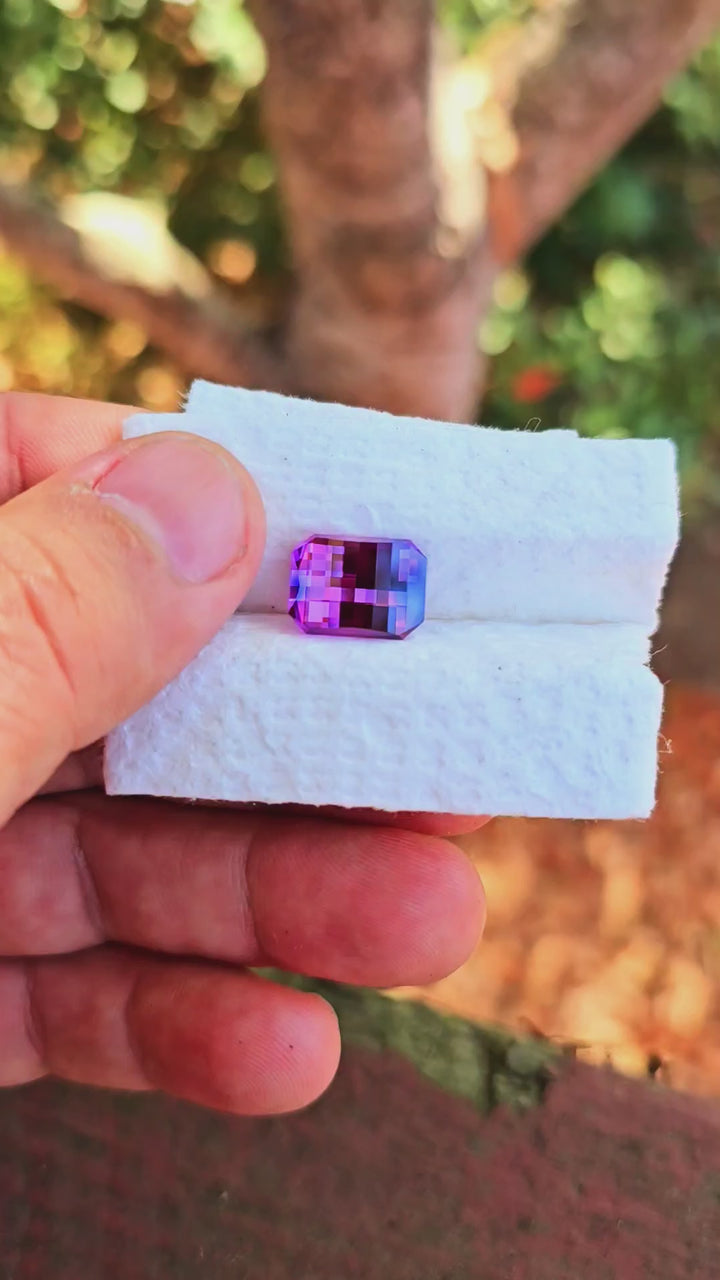 Purple Lab Sapphire, Pixel Rectangle Cut, 9.365 Carats