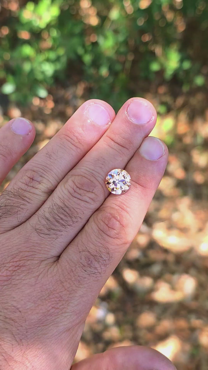 Peachy 🍑 "Morganite" Colored Lab Sapphire, Traditional Round Brilliant Cut, 6.95 Carats