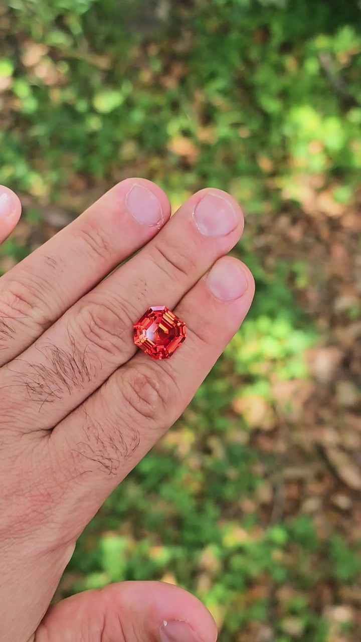 Fire Orange Lab Sapphire, Asscher Cut, 11.86 Carats