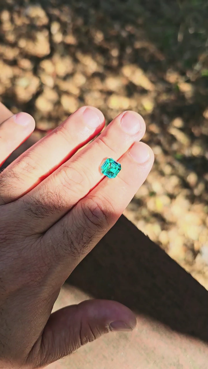 Teal "Paraiba" YAG, Asscher Cut, 6.9 Carats