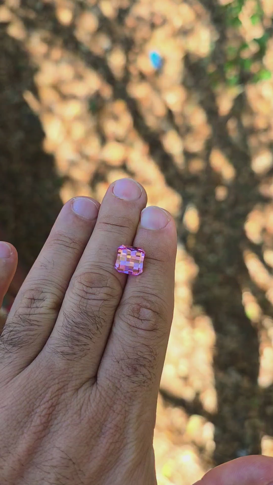 Light Pink-Orange Padparadscha Lab Sapphire, Pixel Rectangle Cut, 7.43 Carats