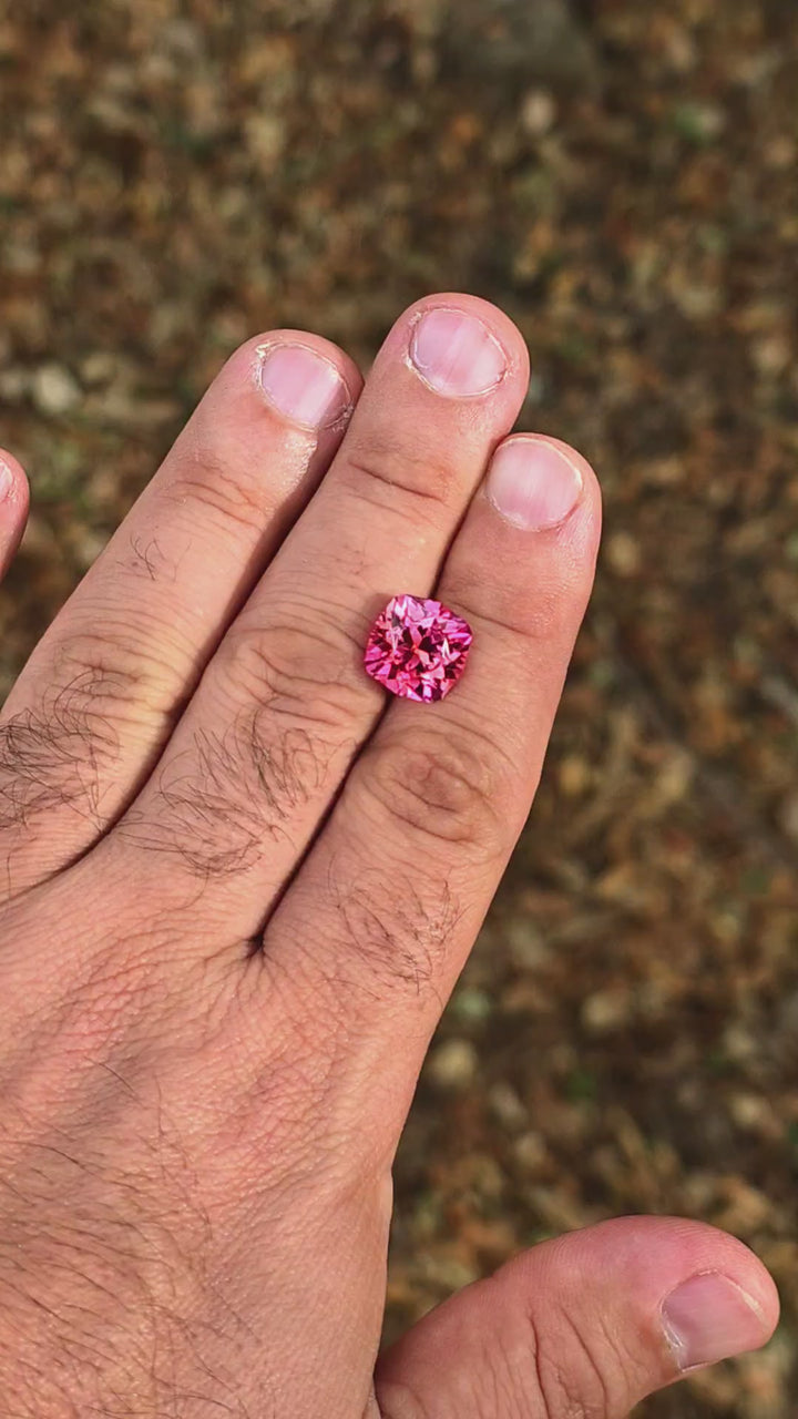 Fire Padparadscha Lab Sapphire, House Of Sylas Cushion Cut, 9.85 Carats
