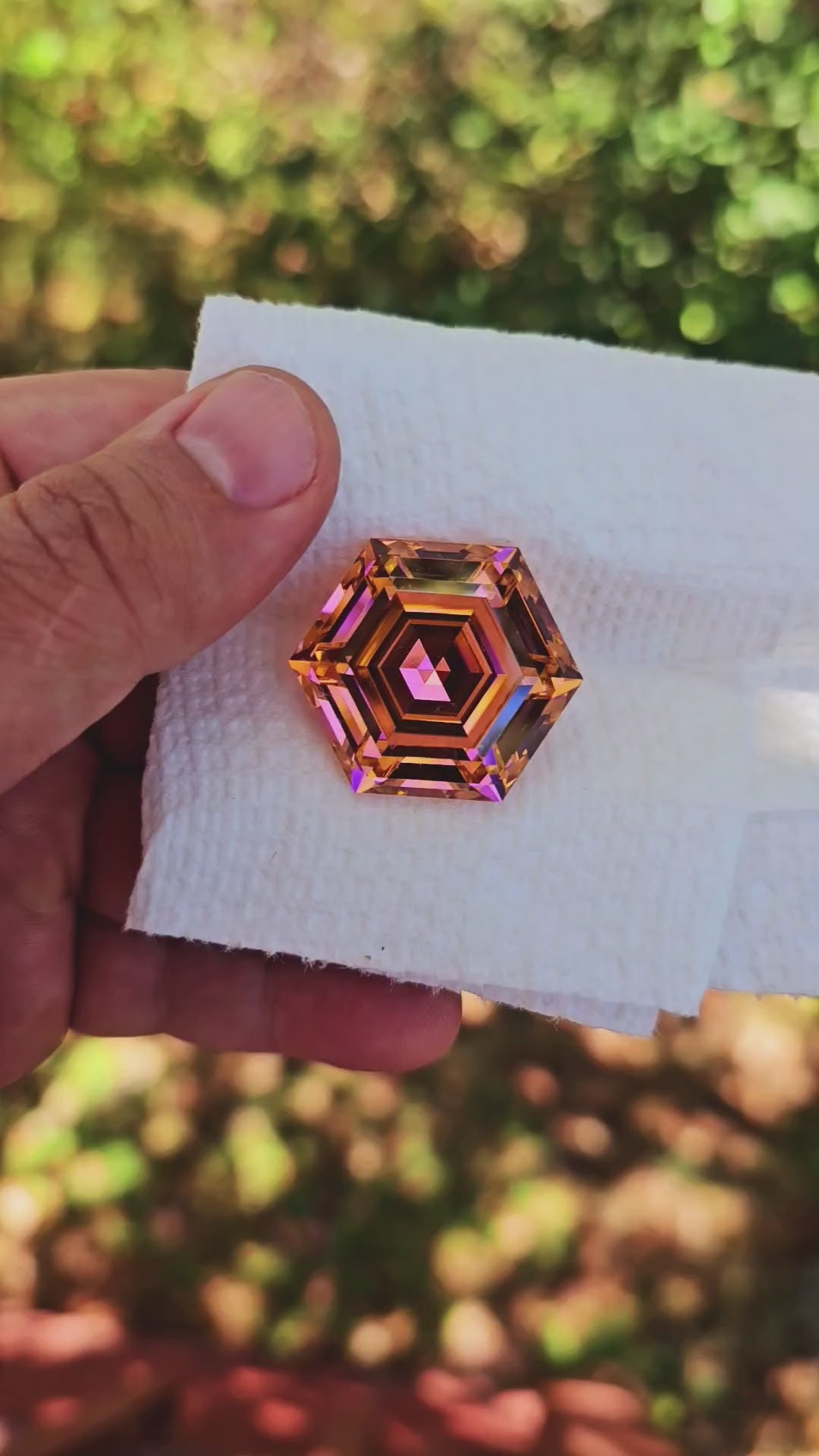 Padparadscha Erbium YAG, Hexagon Step Cut, 133.9 Carats