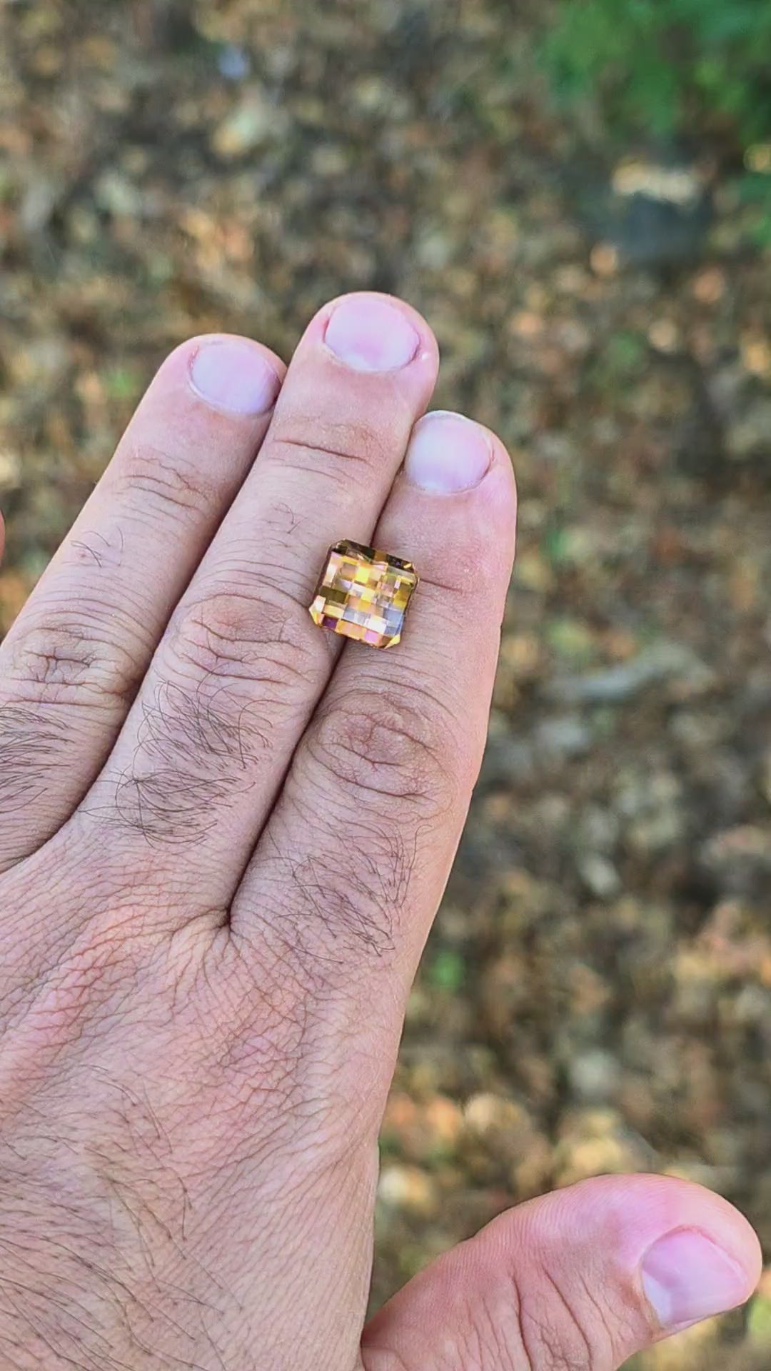 Toasted Orange Erbium YAG, Pixel Square Cut, 12.86 Carats
