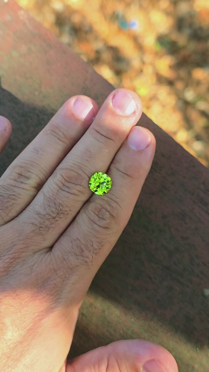 Peridot Green Colored Lab Sapphire, Antique Cushion Cut, 5.07 Carats