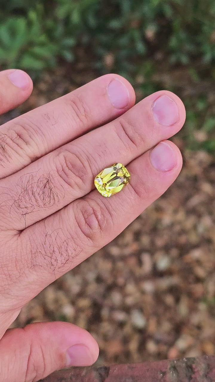 Yellow Czochralski Lab Sapphire, Antique Long Cushion Cut, 8.70 Carats