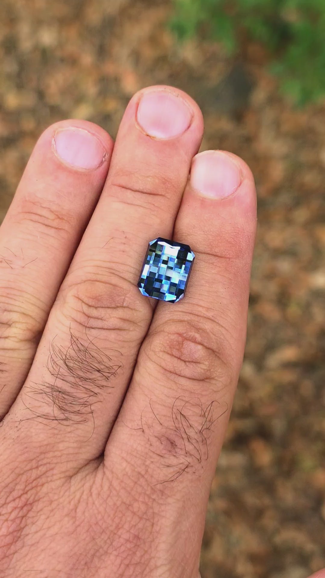 Blue Czochralski Lab Sapphire, Pixel Rectangle Cut, 8.30 Carats