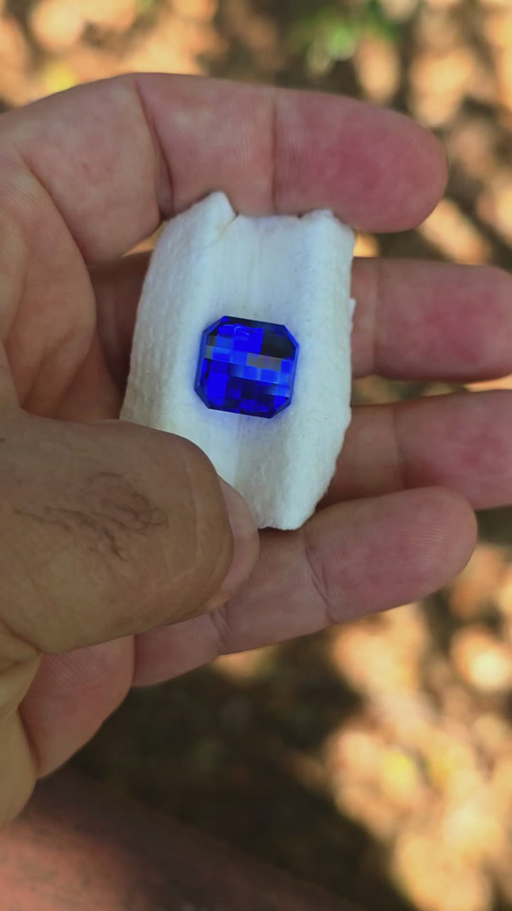 Djeva Fire Blue Lab Spinel, Pixel Square Cut, 12.63 Carats