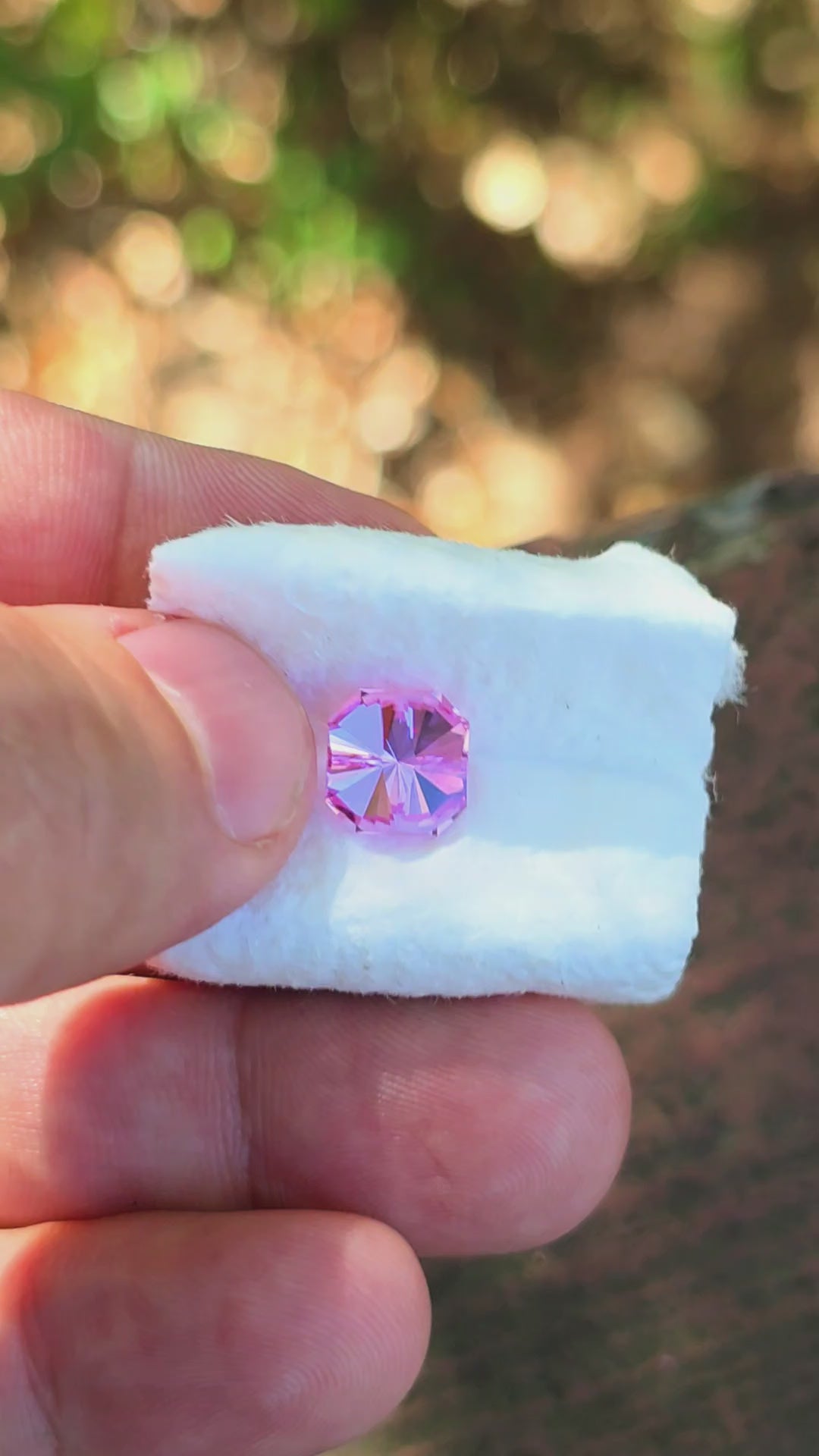 Light Pink-Orange Padparadscha Lab Sapphire, Tessellation Cut, 3.66 Carats