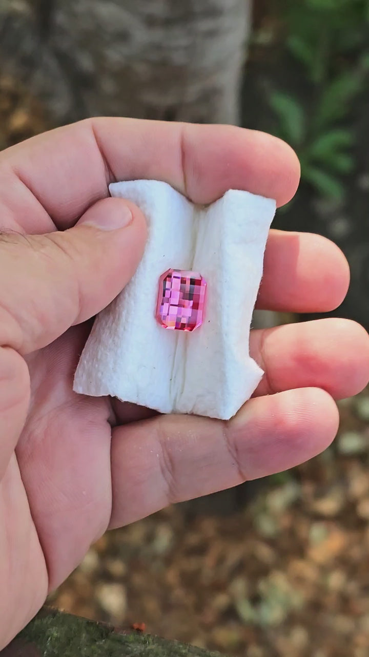 Czochralski Titanium Pink Sapphire, Pixel Rectangle Cut, 8.40 Carats