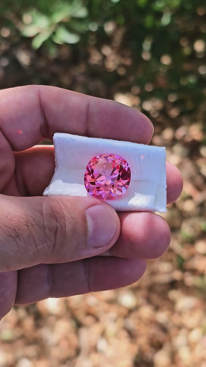 Light Pink-Orange Padparadscha Lab Sapphire, Antique Cushion Cut, 25.50 Carats