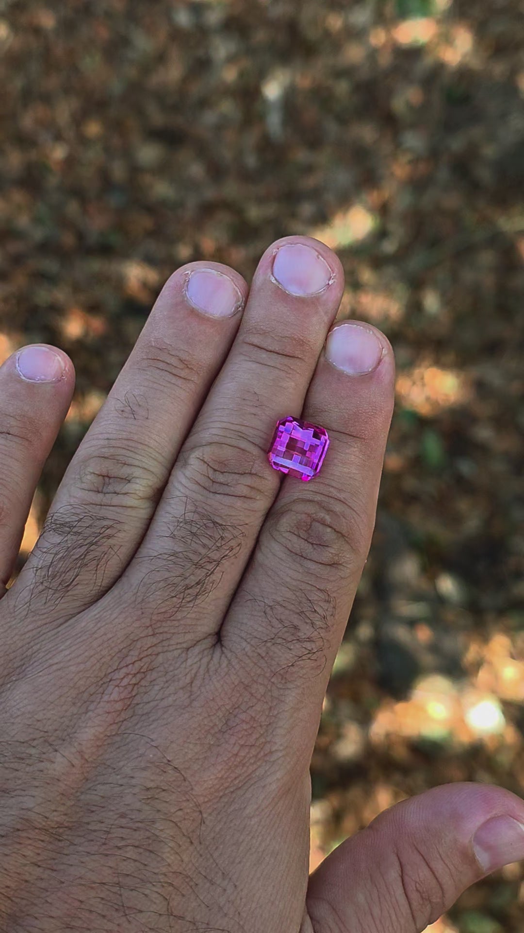 Pink Lab Sapphire, Pixel Square Cut, 8.02 Carats