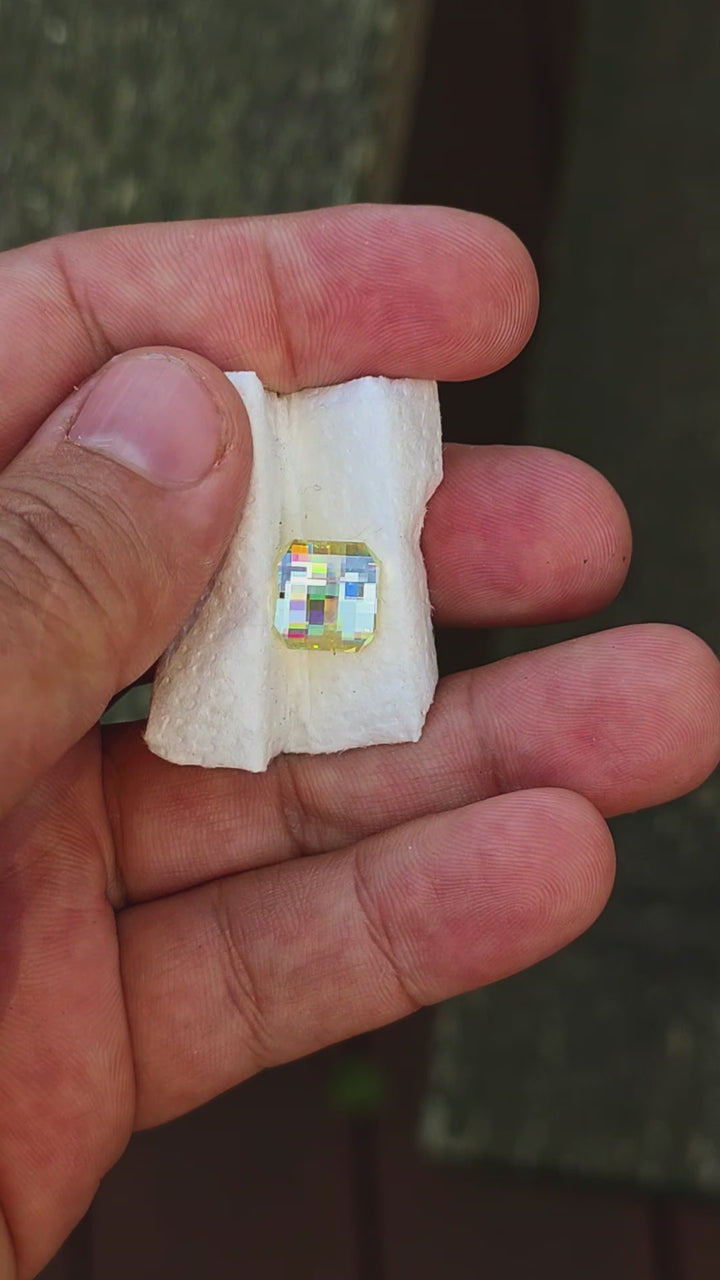 White Rutile 🌈🍭🦄, Pixel Square Cut, 6.70 Carats