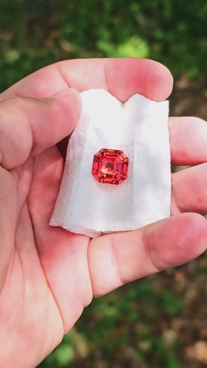 Fire Orange Lab Sapphire, Asscher Cut, 11.86 Carats