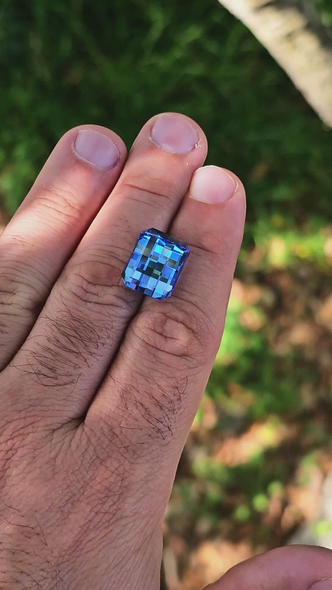 Cornflower Blue Lab Spinel, Pixel Rectangle Cut, 15.20 Carats