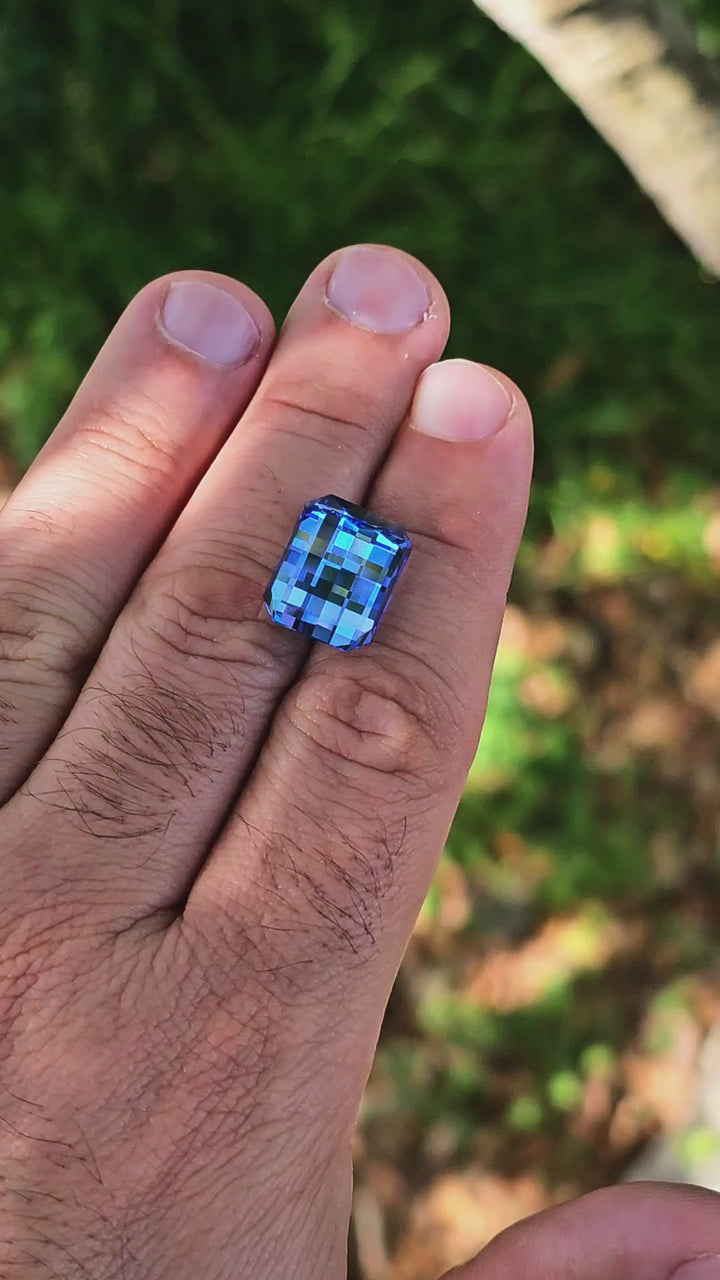 Cornflower Blue Lab Spinel, Pixel Rectangle Cut, 15.20 Carats
