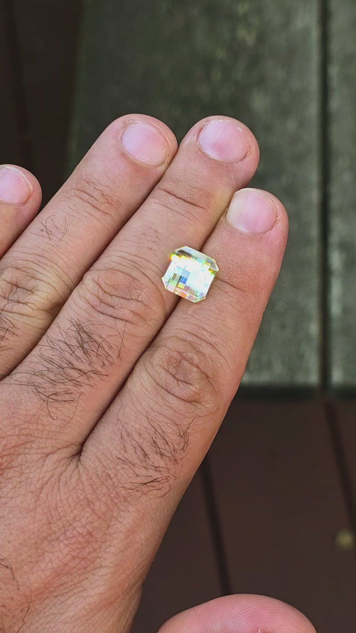 White Rutile 🌈🍭🦄, Pixel Square Cut, 6.70 Carats