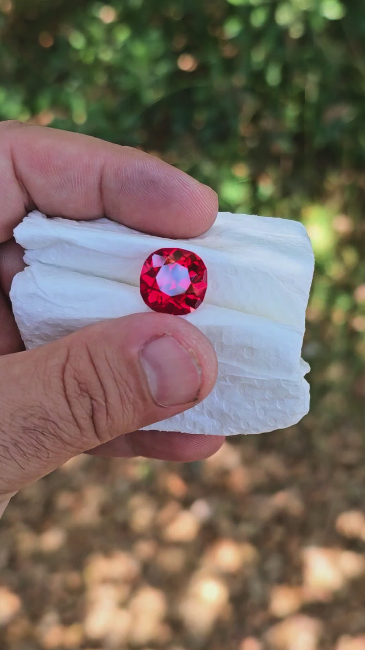 Fire Red / Orange Ruby, Antique Cushion Cut, 13.65 Carats