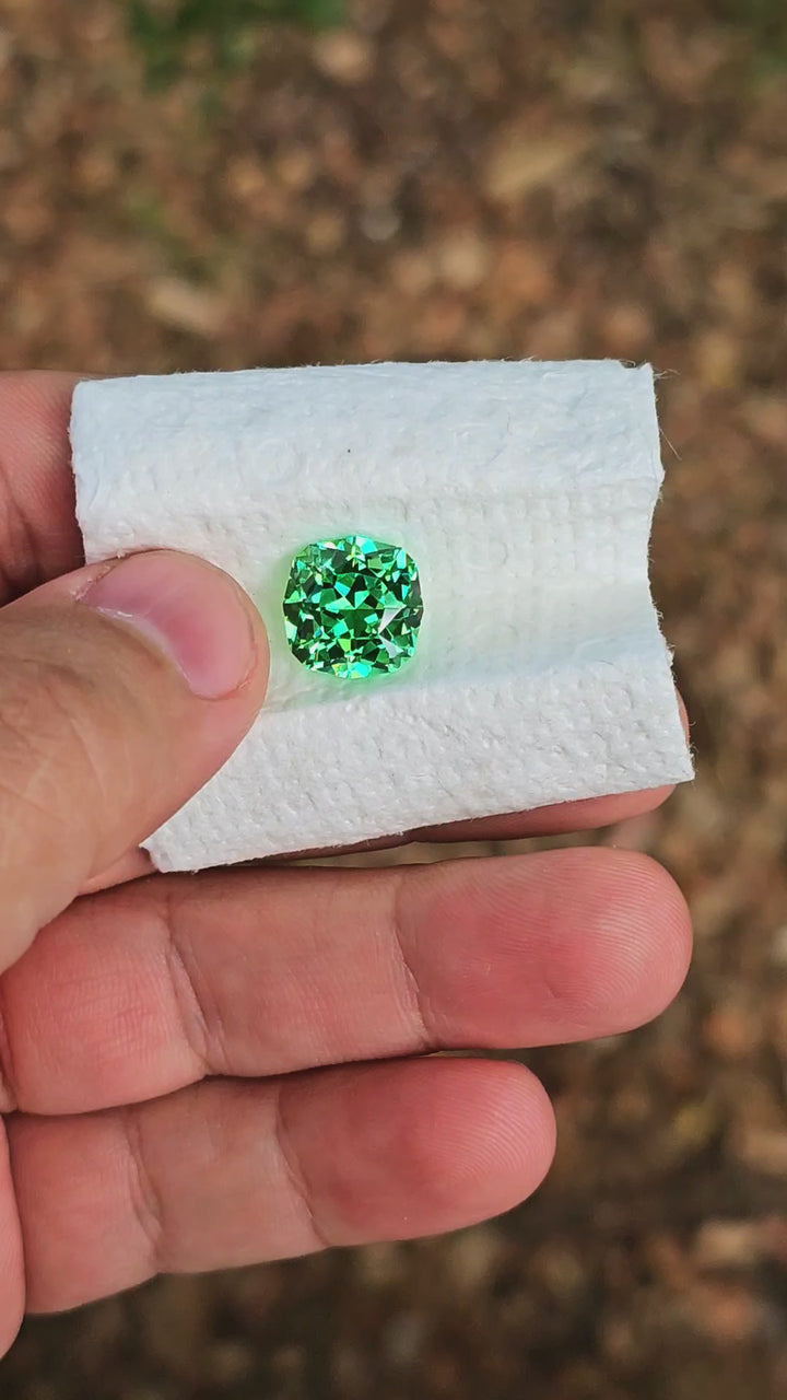 Vivid Green Vanadium YAG, House Of Sylas Cushion Cut, 9.60 Carats