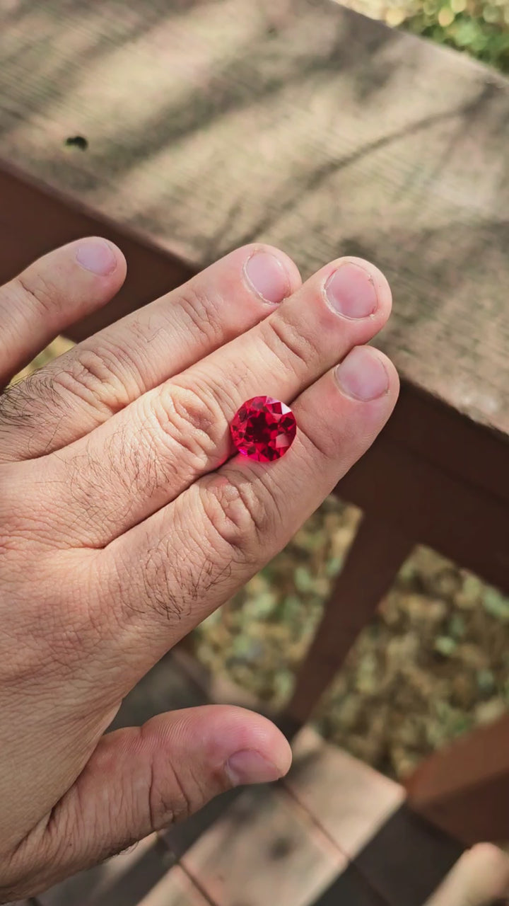 Pigeon Blood Red Lab Ruby, Antique Cushion Cut, 10.14 Carats